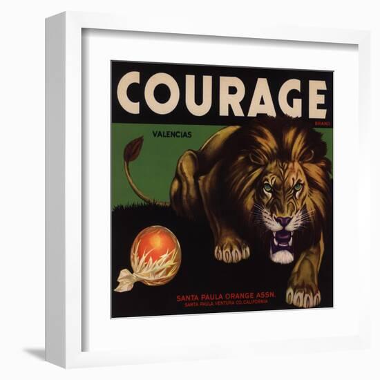 Courage Brand - Santa Paula, California - Citrus Crate Label-Lantern Press-Framed Art Print