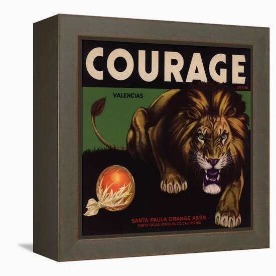 Courage Brand - Santa Paula, California - Citrus Crate Label-Lantern Press-Framed Stretched Canvas