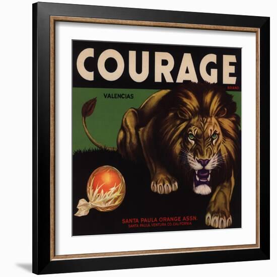 Courage Brand - Santa Paula, California - Citrus Crate Label-Lantern Press-Framed Premium Giclee Print