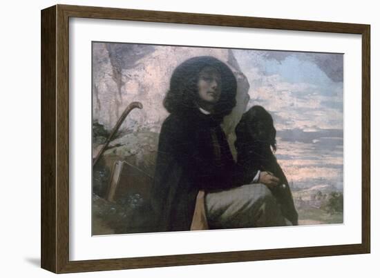 Courbet with His Black Dog, 1842-Gustave Courbet-Framed Giclee Print