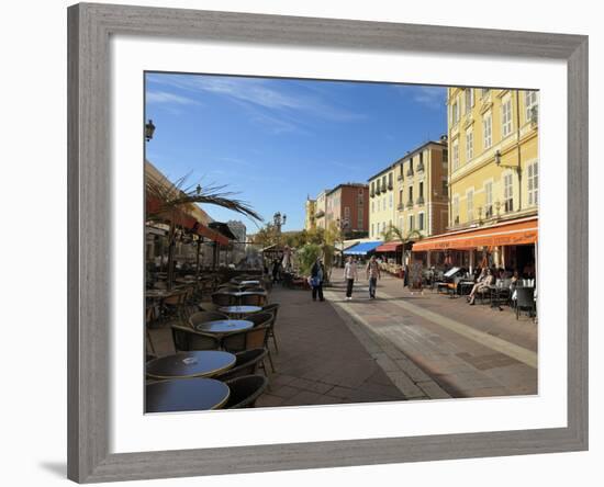 Cours Saleya Market and Restaurant Area, Old Town, Nice, Alpes Maritimes, Provence, Cote D'Azur, Fr-Peter Richardson-Framed Photographic Print