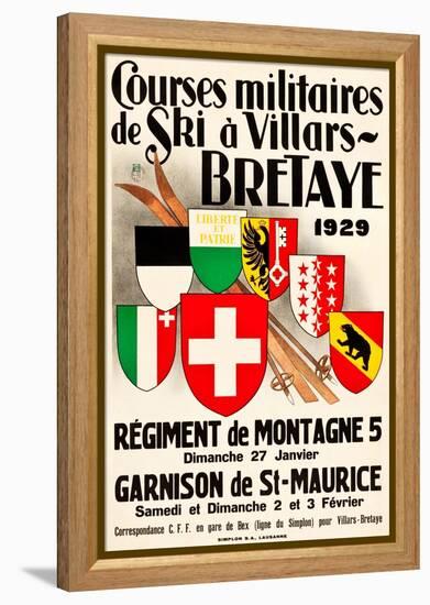 Courses Militaires De Ski A Villars-Bretaye-null-Framed Stretched Canvas