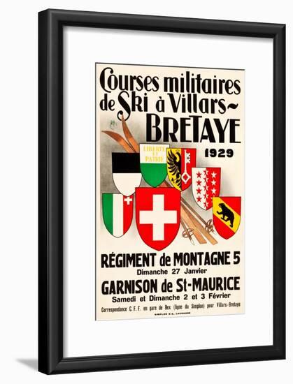 Courses Militaires De Ski A Villars-Bretaye-null-Framed Art Print