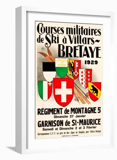 Courses Militaires De Ski A Villars-Bretaye-null-Framed Art Print