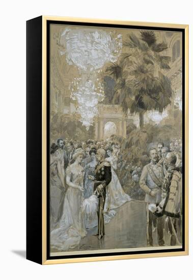 Court ball at the Vienna " Hofburg", the town palace of the Emperors of Austria-Hungary.-Wilhelm Gause-Framed Premier Image Canvas