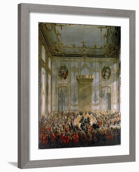 Court Banquet in the Great Antechamber of the Hofburg Palace, Vienna-Martin van Meytens-Framed Giclee Print