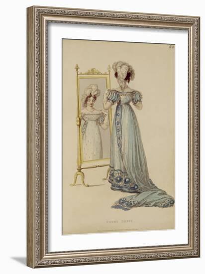 Court Dress, Fashion Plate from Ackermann's Repository of Arts (Coloured Engraving)-English-Framed Giclee Print