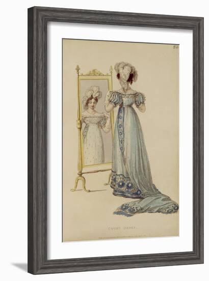 Court Dress, Fashion Plate from Ackermann's Repository of Arts (Coloured Engraving)-English-Framed Giclee Print