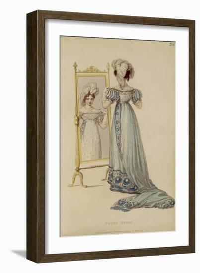 Court Dress, Fashion Plate from Ackermann's Repository of Arts (Coloured Engraving)-English-Framed Giclee Print