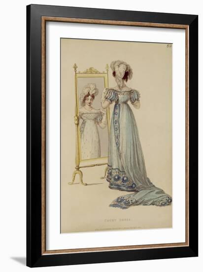 Court Dress, Fashion Plate from Ackermann's Repository of Arts (Coloured Engraving)-English-Framed Giclee Print