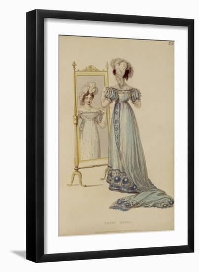 Court Dress, Fashion Plate from Ackermann's Repository of Arts (Coloured Engraving)-English-Framed Giclee Print