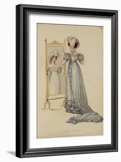 Court Dress, Fashion Plate from Ackermann's Repository of Arts (Coloured Engraving)-English-Framed Giclee Print