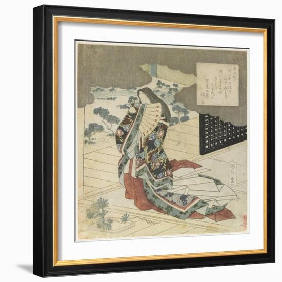 Court Lady Holding a Fan, C. 1824-Yanagawa Shigenobu-Framed Giclee Print