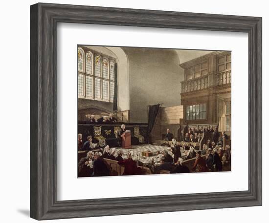 Court of Exchequer, Westminster Hall, from 'The Microcosm of London', Engraved by J. C. Stadler-Thomas Rowlandson-Framed Giclee Print