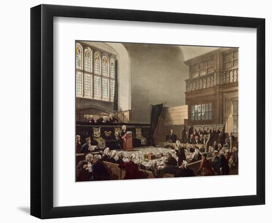 Court of Exchequer, Westminster Hall, from 'The Microcosm of London', Engraved by J. C. Stadler-Thomas Rowlandson-Framed Giclee Print