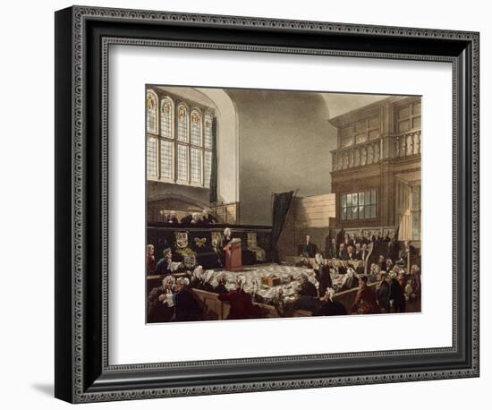 Court of Exchequer, Westminster Hall, from 'The Microcosm of London', Engraved by J. C. Stadler-Thomas Rowlandson-Framed Giclee Print