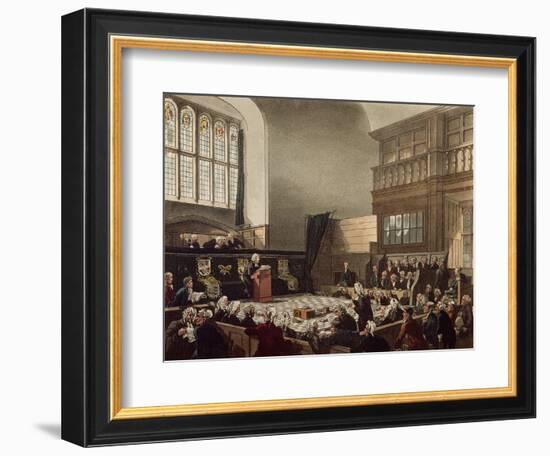 Court of Exchequer, Westminster Hall, from 'The Microcosm of London', Engraved by J. C. Stadler-Thomas Rowlandson-Framed Giclee Print