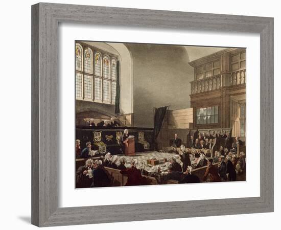 Court of Exchequer, Westminster Hall, from 'The Microcosm of London', Engraved by J. C. Stadler-Thomas Rowlandson-Framed Giclee Print