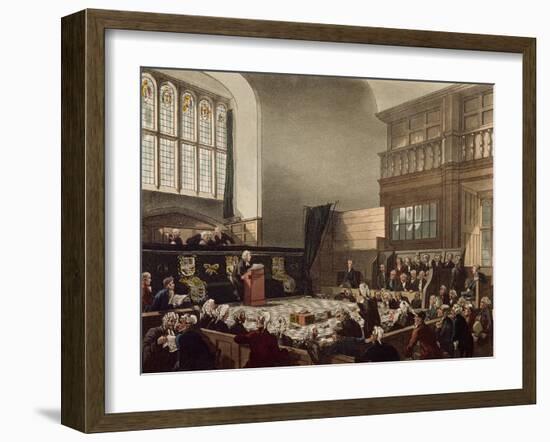 Court of Exchequer, Westminster Hall, from 'The Microcosm of London', Engraved by J. C. Stadler-Thomas Rowlandson-Framed Giclee Print