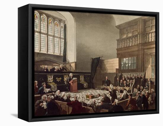 Court of Exchequer, Westminster Hall, from 'The Microcosm of London', Engraved by J. C. Stadler-Thomas Rowlandson-Framed Premier Image Canvas