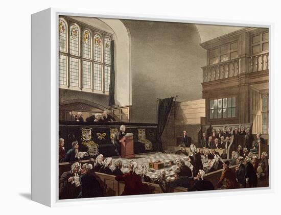 Court of Exchequer, Westminster Hall, from 'The Microcosm of London', Engraved by J. C. Stadler-Thomas Rowlandson-Framed Premier Image Canvas