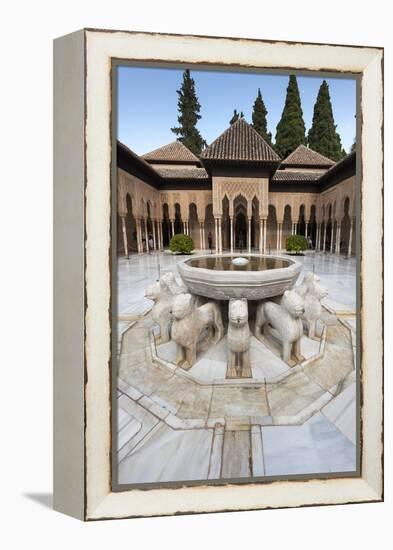 Court of the Lions, Alhambra, Granada, Province of Granada, Andalusia, Spain-Michael Snell-Framed Premier Image Canvas