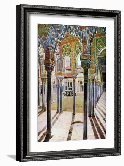 Court of the Lions, the Alhambra, Granada, Andalusia, Spain, C1924-null-Framed Premium Giclee Print