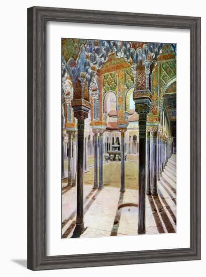 Court of the Lions, the Alhambra, Granada, Andalusia, Spain, C1924-null-Framed Giclee Print