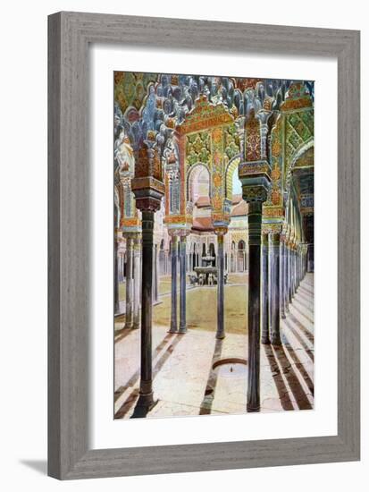 Court of the Lions, the Alhambra, Granada, Andalusia, Spain, C1924-null-Framed Giclee Print