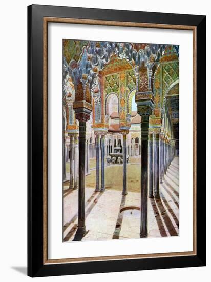 Court of the Lions, the Alhambra, Granada, Andalusia, Spain, C1924-null-Framed Giclee Print