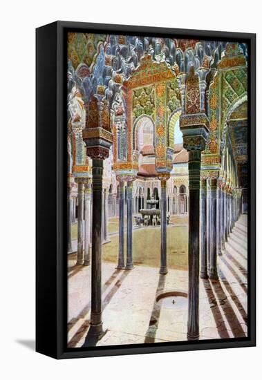 Court of the Lions, the Alhambra, Granada, Andalusia, Spain, C1924-null-Framed Premier Image Canvas