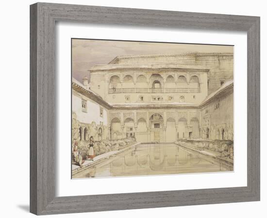 Court of the Myrtles (Patio De Los Arrayanes) and the Palace of Charles V-John Frederick Lewis-Framed Giclee Print