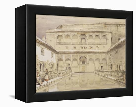 Court of the Myrtles (Patio De Los Arrayanes) and the Palace of Charles V-John Frederick Lewis-Framed Premier Image Canvas