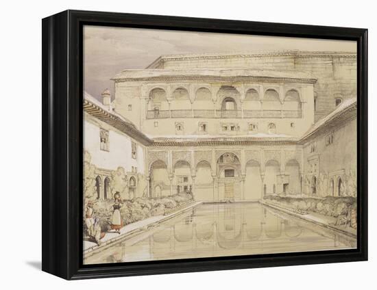 Court of the Myrtles (Patio De Los Arrayanes) and the Palace of Charles V-John Frederick Lewis-Framed Premier Image Canvas