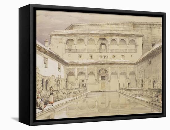 Court of the Myrtles (Patio De Los Arrayanes) and the Palace of Charles V-John Frederick Lewis-Framed Premier Image Canvas