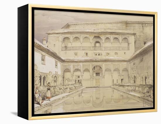 Court of the Myrtles (Patio De Los Arrayanes) and the Palace of Charles V-John Frederick Lewis-Framed Premier Image Canvas