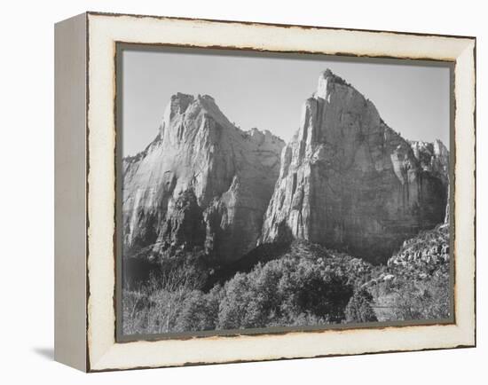 Court Of The Patriarchs Zion National Park Utah 1933-1942-Ansel Adams-Framed Stretched Canvas