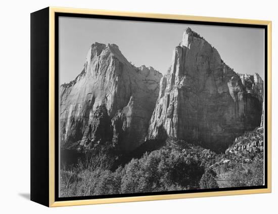 Court Of The Patriarchs Zion National Park Utah 1933-1942-Ansel Adams-Framed Stretched Canvas