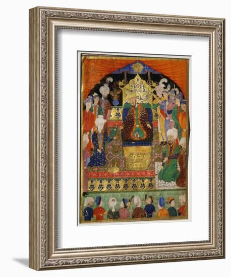 Court Scene from Shahnama, 14th century Iran Timurid Period-null-Framed Giclee Print
