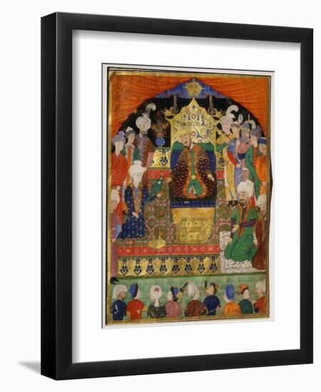 Court Scene from Shahnama, 14th century Iran Timurid Period-null-Framed Giclee Print