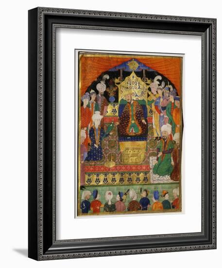 Court Scene from Shahnama, 14th century Iran Timurid Period-null-Framed Giclee Print