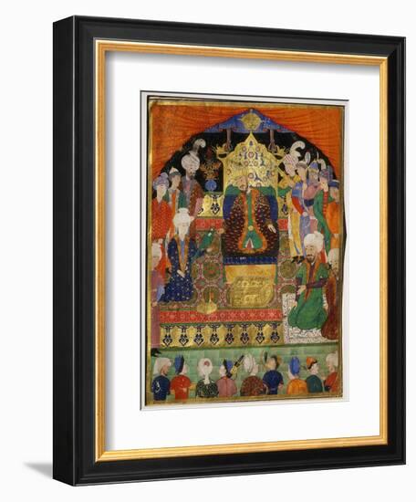 Court Scene from Shahnama, 14th century Iran Timurid Period-null-Framed Giclee Print