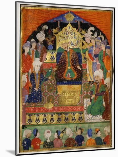 Court Scene from Shahnama, 14th century Iran Timurid Period-null-Mounted Giclee Print