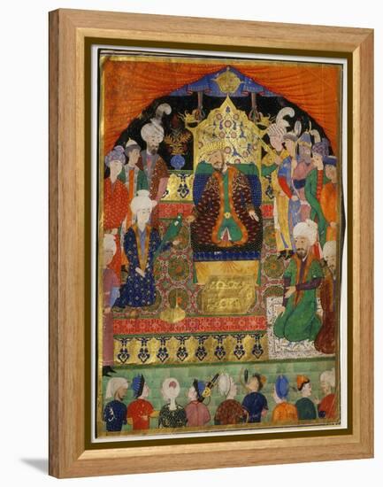 Court Scene from Shahnama, 14th century Iran Timurid Period-null-Framed Premier Image Canvas