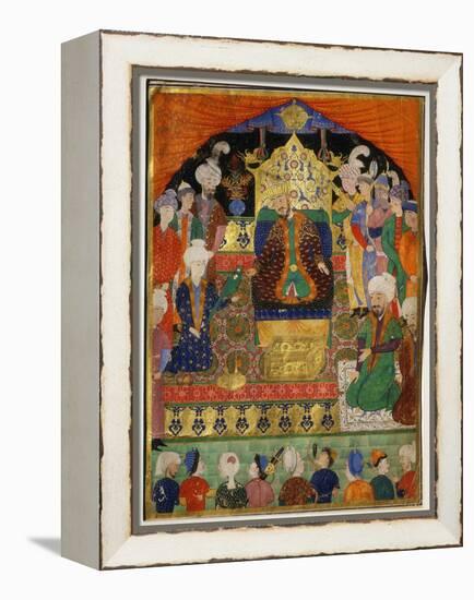 Court Scene from Shahnama, 14th century Iran Timurid Period-null-Framed Premier Image Canvas