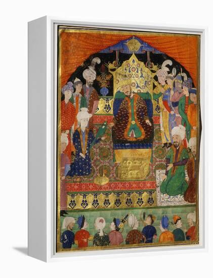 Court Scene from Shahnama, 14th century Iran Timurid Period-null-Framed Premier Image Canvas