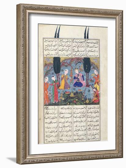 Court Scene in a Garden, Illustration from the Shahnama-null-Framed Giclee Print