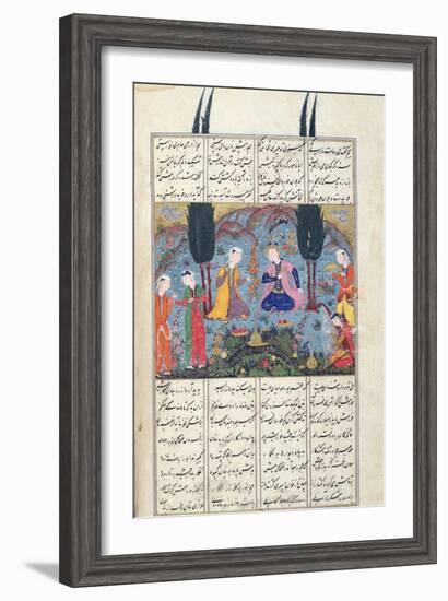 Court Scene in a Garden, Illustration from the Shahnama-null-Framed Giclee Print