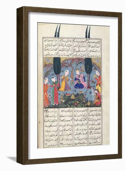 Court Scene in a Garden, Illustration from the Shahnama-null-Framed Giclee Print