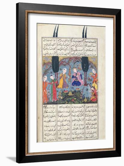 Court Scene in a Garden, Illustration from the Shahnama-null-Framed Giclee Print